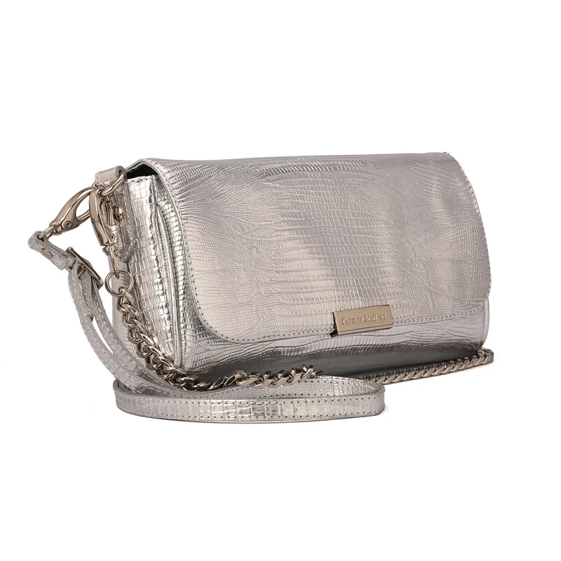 Carmen Steffens Silver Baguette Bag